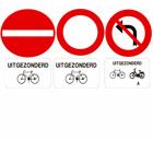 Panneau CMIX — signaux C1, C3 et C31 complétés par les panneaux additionnels (excepté les cyclistes) ou (excepté les cyclistes et cyclomoteurs A)