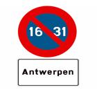 Panneau E11F11 — Stationnement semi-mensuel dans toute l’agglomération