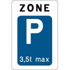 Panneau E17 — Début d’une zone de stationnement réservée aux véhicules d’une masse maximale autorisée ne dépassant pas 3,5 tonnes