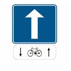 Panneau F19M4 — Voie publique à sens unique mais où les cyclistes peuvent circuler dans les deux sens