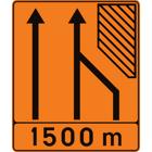 Panneau F79 — Signal de préavis annonçant la réduction du nombre de bandes